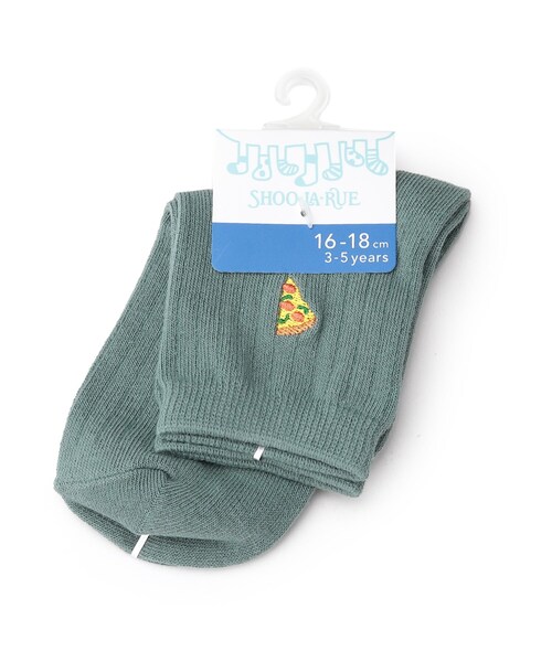 SHOO・LA・RUE(シューラルー)の「◆フード刺繍針抜きショートソックス(ソックス/靴下・キッズ・グリーン/ライトパープル/ブルー/ピンク系・53/59/56)」の2枚目の写真