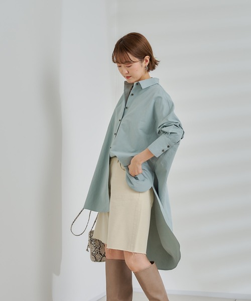DouDou(ドゥドゥ)の「バックロングオーバーシャツ(シャツ/ブラウス・レディース・ピンク/グリーン/グレイッシュベージュ・FREE)」の17枚目の写真