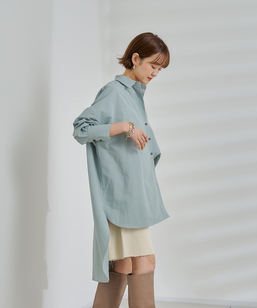 DouDou(ドゥドゥ)の「バックロングオーバーシャツ(シャツ/ブラウス・レディース・ピンク/グリーン/グレイッシュベージュ・FREE)」の18枚目の写真