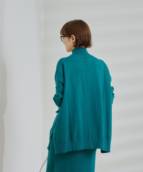 DouDou（ドゥドゥ）の「ニットアップサイドリブタートルチュニック（ニット/セーター・レディース・オフホワイト/チャコールグレー/グリーン・FREE）」の19枚目の写真