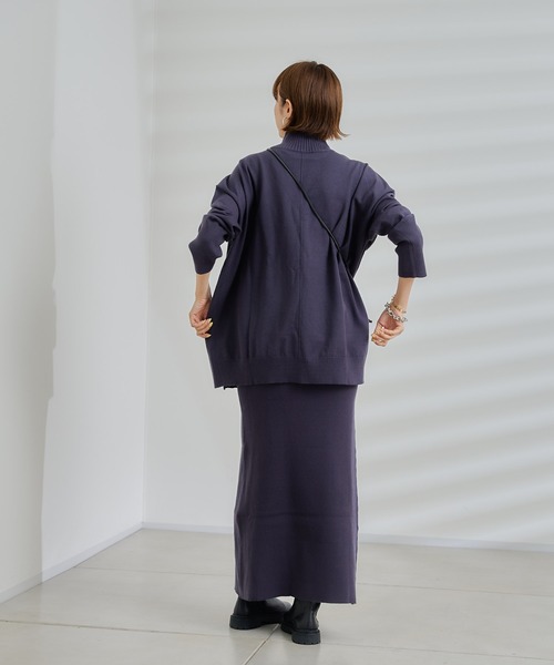 DouDou（ドゥドゥ）の「ニットアップサイドリブタートルチュニック（ニット/セーター・レディース・オフホワイト/チャコールグレー/グリーン・FREE）」の21枚目の写真