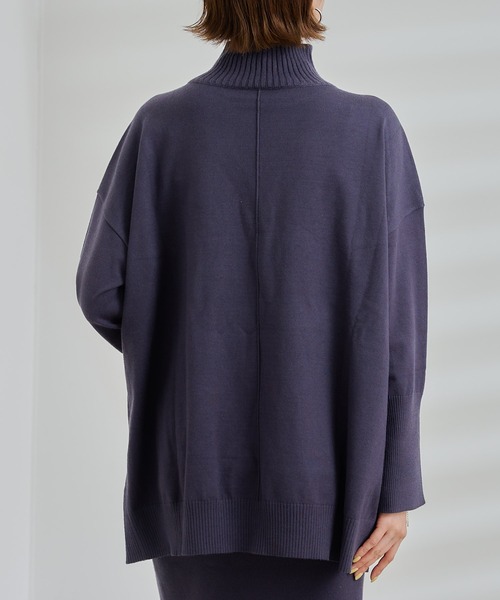 DouDou（ドゥドゥ）の「ニットアップサイドリブタートルチュニック（ニット/セーター・レディース・オフホワイト/チャコールグレー/グリーン・FREE）」の9枚目の写真