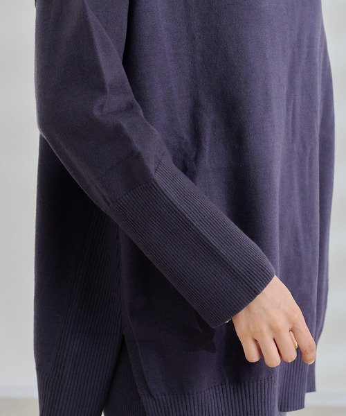 DouDou（ドゥドゥ）の「ニットアップサイドリブタートルチュニック（ニット/セーター・レディース・オフホワイト/チャコールグレー/グリーン・FREE）」の14枚目の写真