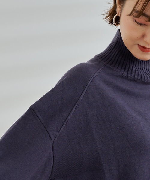 DouDou（ドゥドゥ）の「ニットアップサイドリブタートルチュニック（ニット/セーター・レディース・オフホワイト/チャコールグレー/グリーン・FREE）」の20枚目の写真