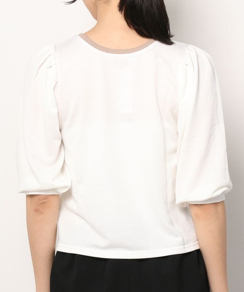 WEGO（ウィゴー）の「WEGO/チェックジャガードパフスリーブT（Tシャツ/カットソー・レディース・ブラック系その他2/ホワイト・FREE）」の4枚目の写真