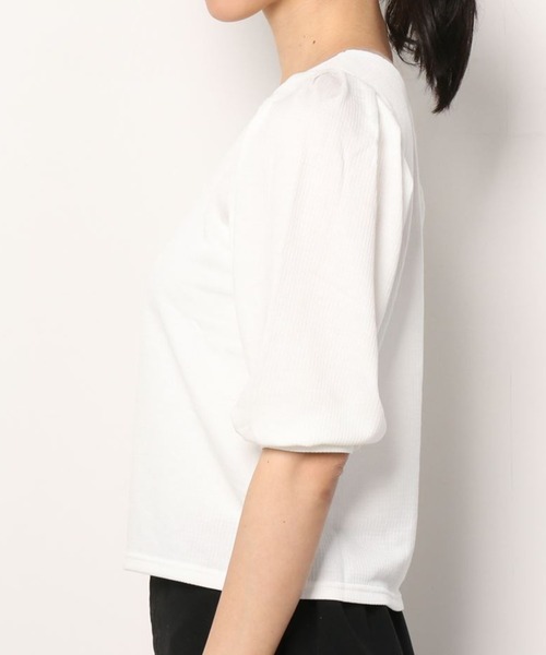 WEGO（ウィゴー）の「WEGO/チェックジャガードパフスリーブT（Tシャツ/カットソー・レディース・ブラック系その他2/ホワイト・FREE）」の3枚目の写真