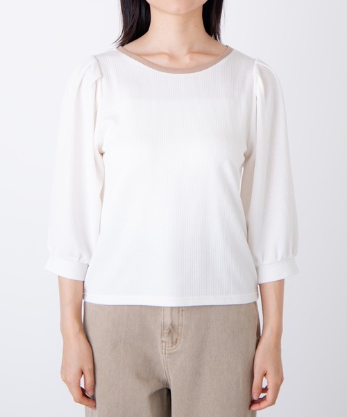 WEGO（ウィゴー）の「WEGO/チェックジャガードパフスリーブT（Tシャツ/カットソー・レディース・ブラック系その他2/ホワイト・FREE）」の14枚目の写真