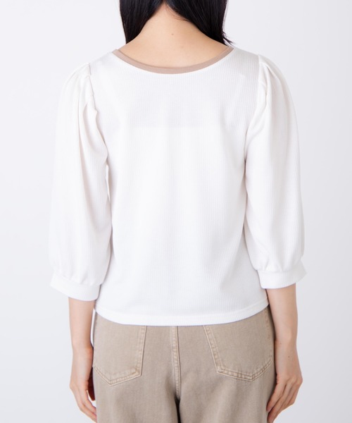 WEGO（ウィゴー）の「WEGO/チェックジャガードパフスリーブT（Tシャツ/カットソー・レディース・ブラック系その他2/ホワイト・FREE）」の16枚目の写真