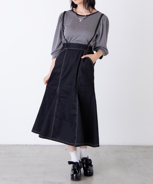 WEGO（ウィゴー）の「WEGO/チェックジャガードパフスリーブT（Tシャツ/カットソー・レディース・ブラック系その他2/ホワイト・FREE）」の9枚目の写真