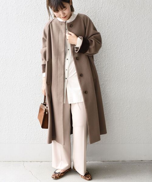 SHIPS（シップス）の「【WEB限定】ウールライク2WAYステンカラーコート◆（その他アウター・レディース・ネイビー/シルバーグレー/ブラウン系・MEDIUM/SMALL）」の2枚目の写真