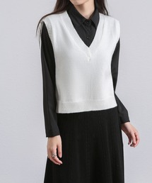 MAISON DE THERESE | Vネック柔らかいニットベスト(ベスト)