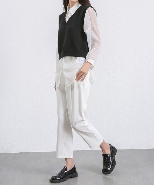 MAISON DE THERESE（メゾン ド テレーズ）の「Vネック柔らかいニットベスト（ベスト・レディース・ブラック/グレー/ライトベージュ/ホワイト/ダークグレー・MEDIUM/LARGE）」の12枚目の写真