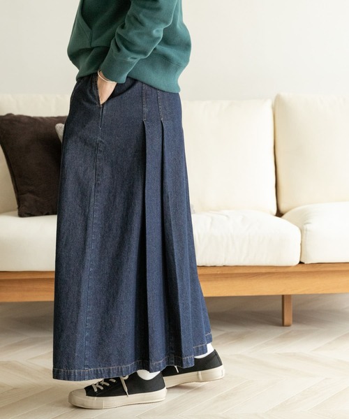 FORK&SPOON（フォークアンドスプーン）の「FORK&SPOON　タックマキシスカート（スカート・レディース・カーキ/インディゴブルー・1/2）」の6枚目の写真