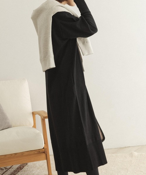 FORK&SPOON（フォークアンドスプーン）の「FORK&SPOON　ウーステッドヤーンニットワンピース（ワンピース・レディース・ブラック/ブルー・ONE）」の11枚目の写真