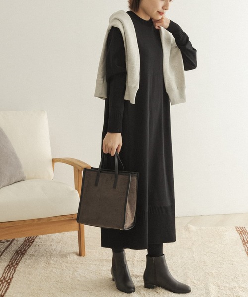 FORK&SPOON（フォークアンドスプーン）の「FORK&SPOON　ウーステッドヤーンニットワンピース（ワンピース・レディース・ブラック/ブルー・ONE）」の13枚目の写真