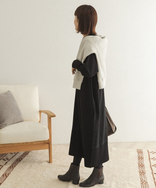 FORK&SPOON（フォークアンドスプーン）の「FORK&SPOON　ウーステッドヤーンニットワンピース（ワンピース・レディース・ブラック/ブルー・ONE）」の15枚目の写真