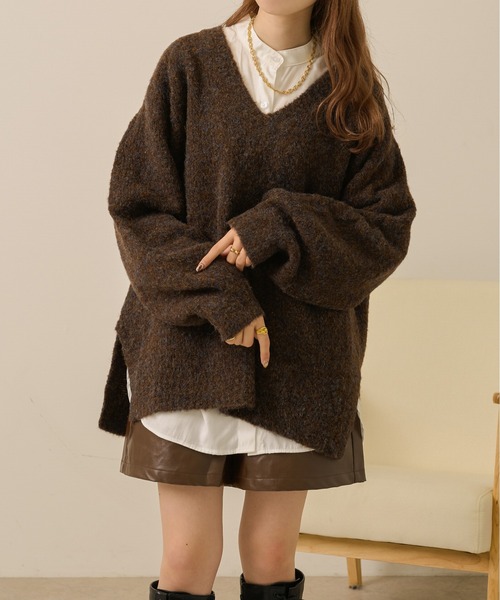 Ambre Neige（アンブルネージュ）の「前後２WAYメランジニット／【WEB/EC限定商品】（ニット/セーター・レディース・アイボリー/ライトブラウン/ベージュ/ダークブラウン・FREE）」の22枚目の写真