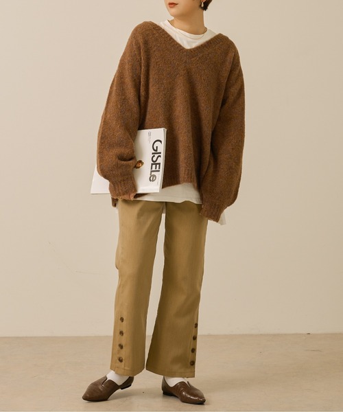 Ambre Neige（アンブルネージュ）の「前後２WAYメランジニット／【WEB/EC限定商品】（ニット/セーター・レディース・アイボリー/ライトブラウン/ベージュ/ダークブラウン・FREE）」の7枚目の写真