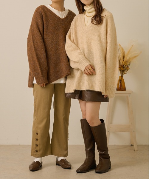 Ambre Neige（アンブルネージュ）の「前後２WAYメランジニット／【WEB/EC限定商品】（ニット/セーター・レディース・アイボリー/ライトブラウン/ベージュ/ダークブラウン・FREE）」の20枚目の写真