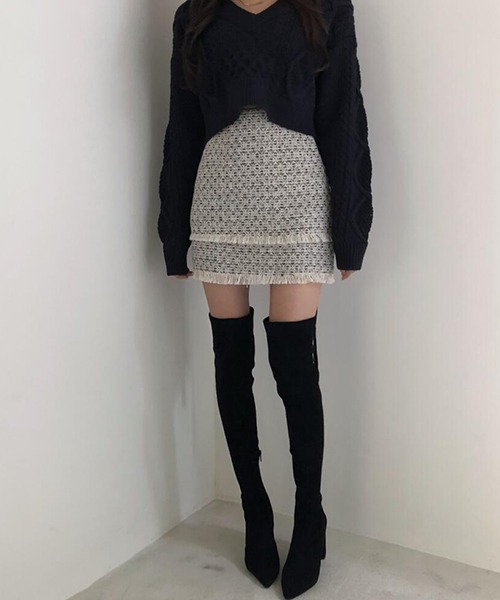 FRP(エフアールピー)の「YUGA バック ストラップ ニットセーター(ニット/セーター・レディース・ブラック/オフホワイト/カーキ・FREE)」の19枚目の写真