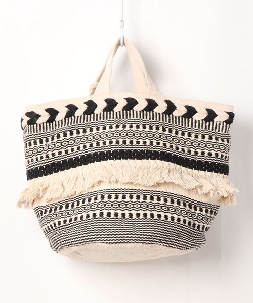 チャイハネ（チャイハネ）の「【チャイハネ】モノトーン手織りバッグ（ハンドバッグ・レディース・ブラック×ホワイト・FREE）」の8枚目の写真