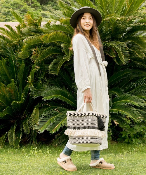 チャイハネ（チャイハネ）の「【チャイハネ】モノトーン手織りバッグ（ハンドバッグ・レディース・ブラック×ホワイト・FREE）」の4枚目の写真