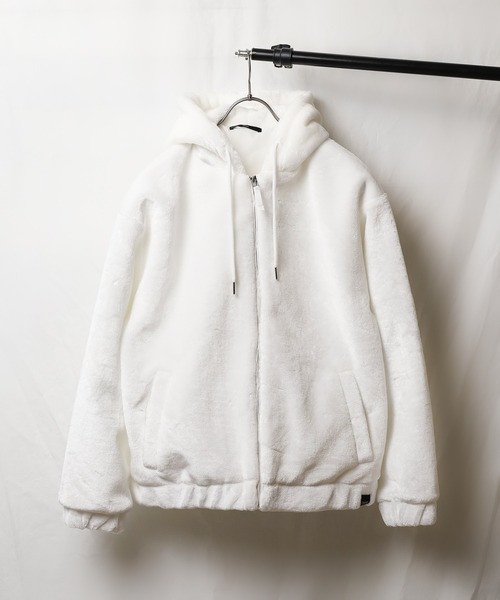 Pledge(プレッジ)の「【Pledge】フェイクファー フルジップパーカー(その他アウター・メンズ・ホワイト/グレイッシュベージュ・MEDIUM/LARGE)」の1枚目の写真