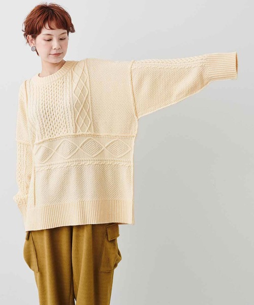 MEDE19F(メデジュウキュウ)の「MEDE19F サイザブルアランニット〈オフホワイト〉(ニット/セーター・レディース・オフホワイト・1/2)」の10枚目の写真