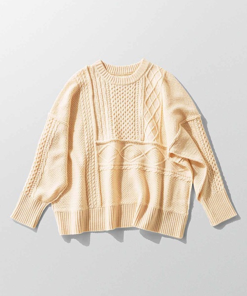 MEDE19F(メデジュウキュウ)の「MEDE19F サイザブルアランニット〈オフホワイト〉(ニット/セーター・レディース・オフホワイト・1/2)」の2枚目の写真