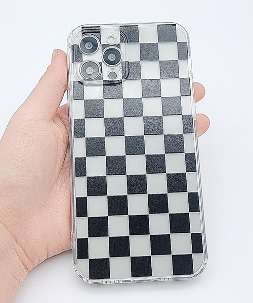 セール】モノトーンチェック柄 iPhoneケース（スマホケース