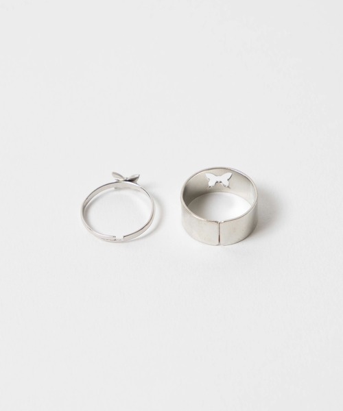 WEGO（ウィゴー）の「WEGO/【2点セット】バタフライリング（リング・レディース・シルバー/ゴールド・FREE）」の4枚目の写真