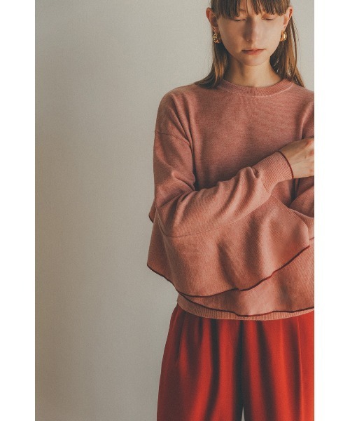 CLANE（クラネ）の「BACK FRILL LINE KNIT（ニット/セーター・レディース・ベージュ/ピンク/ブラック・1/2）」の3枚目の写真