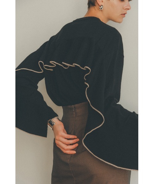 CLANE（クラネ）の「BACK FRILL LINE KNIT（ニット/セーター・レディース・ベージュ/ピンク/ブラック・1/2）」の22枚目の写真