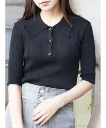 ランダムリブニットポロシャツ