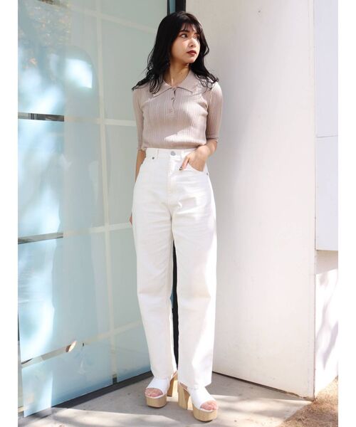 MURUA（ムルーア）の「ランダムリブニットポロシャツ（ポロシャツ・レディース・その他1/ブラック/アイボリー・FREE）」の13枚目の写真