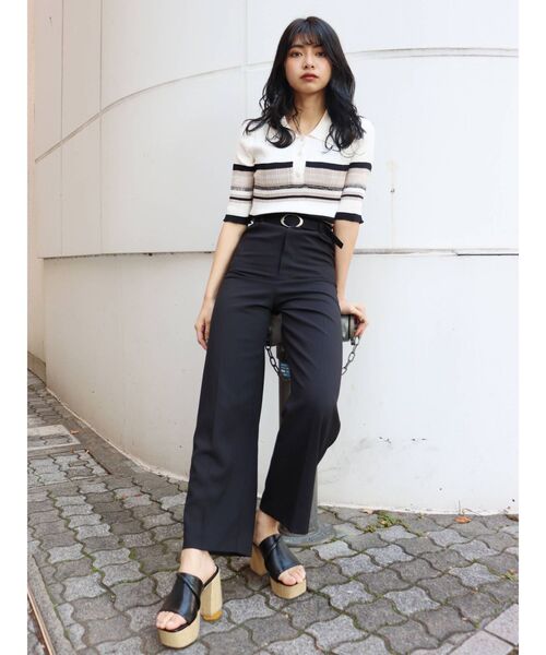 MURUA（ムルーア）の「ランダムリブニットポロシャツ（ポロシャツ・レディース・その他1/ブラック/アイボリー・FREE）」の16枚目の写真