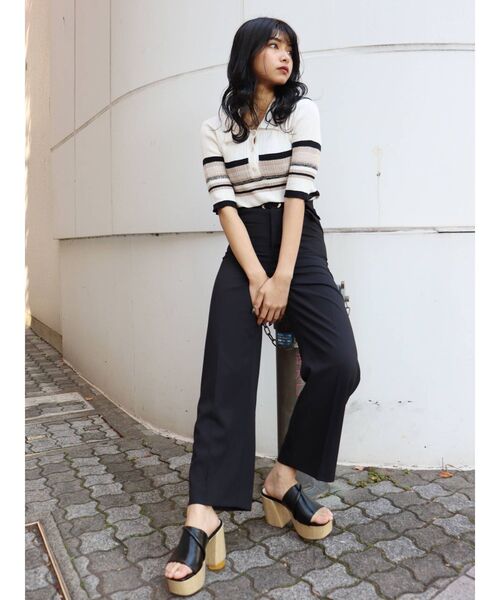 MURUA（ムルーア）の「ランダムリブニットポロシャツ（ポロシャツ・レディース・その他1/ブラック/アイボリー・FREE）」の17枚目の写真