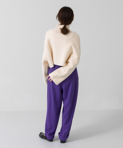 KBF（ケイビーエフ）の「リバーシブルハイネックショートニット（ニット/セーター・レディース・ブラック/オフホワイト/ライトカーキ・ONE）」の9枚目の写真