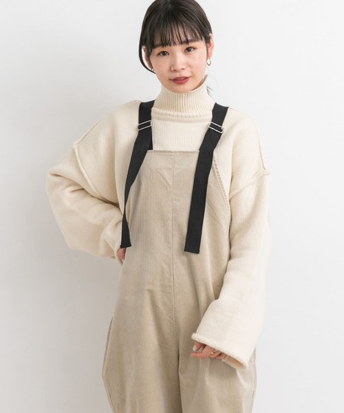 KBF（ケイビーエフ）の「リバーシブルハイネックショートニット（ニット/セーター・レディース・ブラック/オフホワイト/ライトカーキ・ONE）」の4枚目の写真