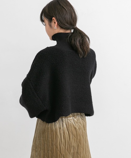 KBF（ケイビーエフ）の「リバーシブルハイネックショートニット（ニット/セーター・レディース・ブラック/オフホワイト/ライトカーキ・ONE）」の15枚目の写真