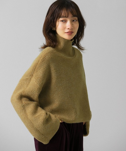 KBF（ケイビーエフ）の「リバーシブルハイネックショートニット（ニット/セーター・レディース・ブラック/オフホワイト/ライトカーキ・ONE）」の6枚目の写真