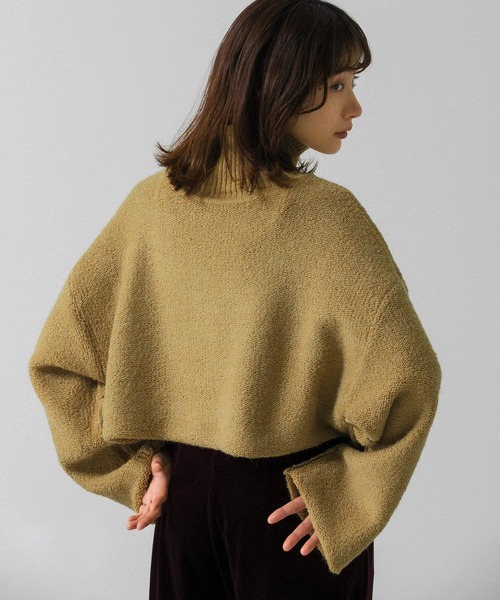 KBF（ケイビーエフ）の「リバーシブルハイネックショートニット（ニット/セーター・レディース・ブラック/オフホワイト/ライトカーキ・ONE）」の22枚目の写真