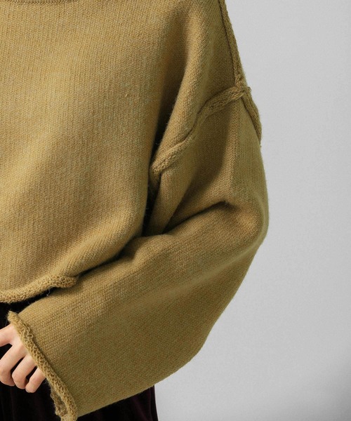 KBF（ケイビーエフ）の「リバーシブルハイネックショートニット（ニット/セーター・レディース・ブラック/オフホワイト/ライトカーキ・ONE）」の12枚目の写真