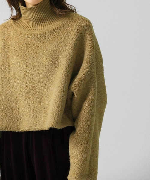 KBF（ケイビーエフ）の「リバーシブルハイネックショートニット（ニット/セーター・レディース・ブラック/オフホワイト/ライトカーキ・ONE）」の18枚目の写真