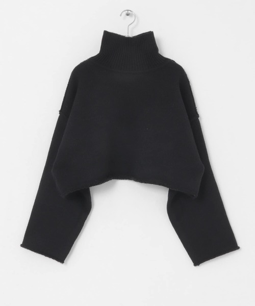 KBF（ケイビーエフ）の「リバーシブルハイネックショートニット（ニット/セーター・レディース・ブラック/オフホワイト/ライトカーキ・ONE）」の13枚目の写真