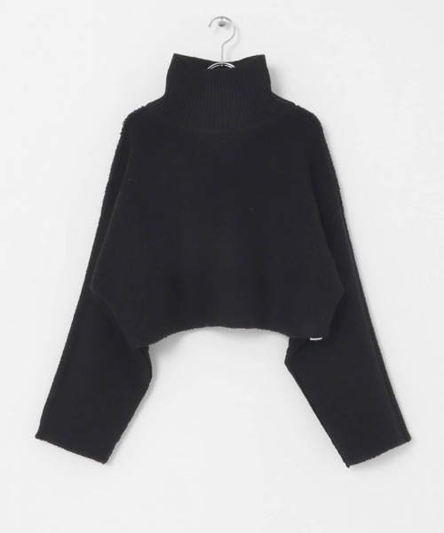 KBF（ケイビーエフ）の「リバーシブルハイネックショートニット（ニット/セーター・レディース・ブラック/オフホワイト/ライトカーキ・ONE）」の8枚目の写真