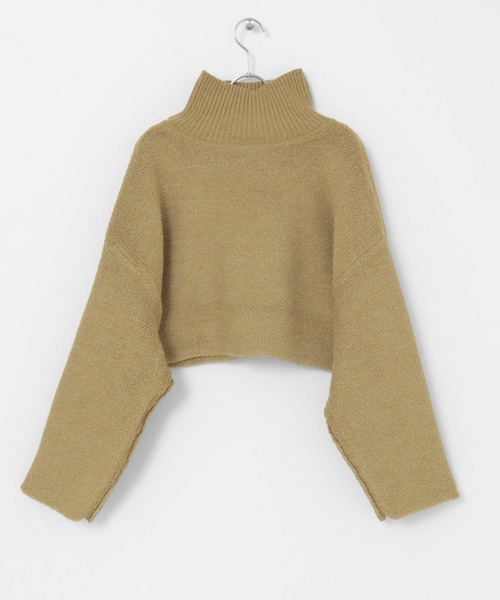 KBF（ケイビーエフ）の「リバーシブルハイネックショートニット（ニット/セーター・レディース・ブラック/オフホワイト/ライトカーキ・ONE）」の19枚目の写真