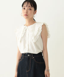 BeAMS DOT | 【WEB限定】BeAMS DOT / ビックフリル襟 ギンガムチェック柄 ノースリーブ ブラウス(シャツ/ブラウス)