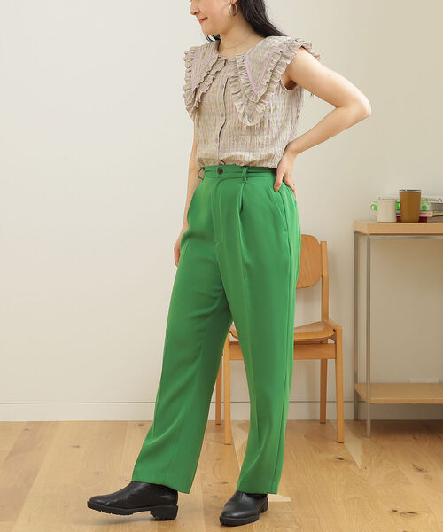 BeAMS DOT（ビームスドット）の「【WEB限定】BeAMS DOT / ビックフリル襟 ギンガムチェック柄 ノースリーブ ブラウス（シャツ/ブラウス・レディース・パープル系その他5/ホワイト/サックスブルー・FREE）」の21枚目の写真