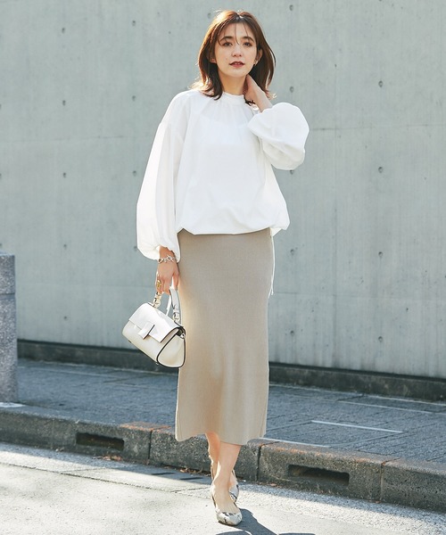 RIVE DROITE（リヴドロワ）の「着回し力抜群/リブストレートスカート（スカート・レディース・ブラック/ベージュ/グリーン/ブラウン/カーキ・36/38）」の10枚目の写真